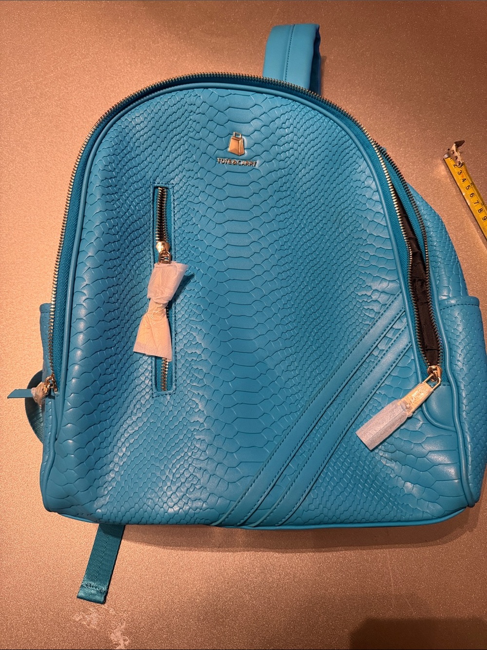 Turquoise Faux-Snakeskin Women’s Backpack by Unknown Brand
